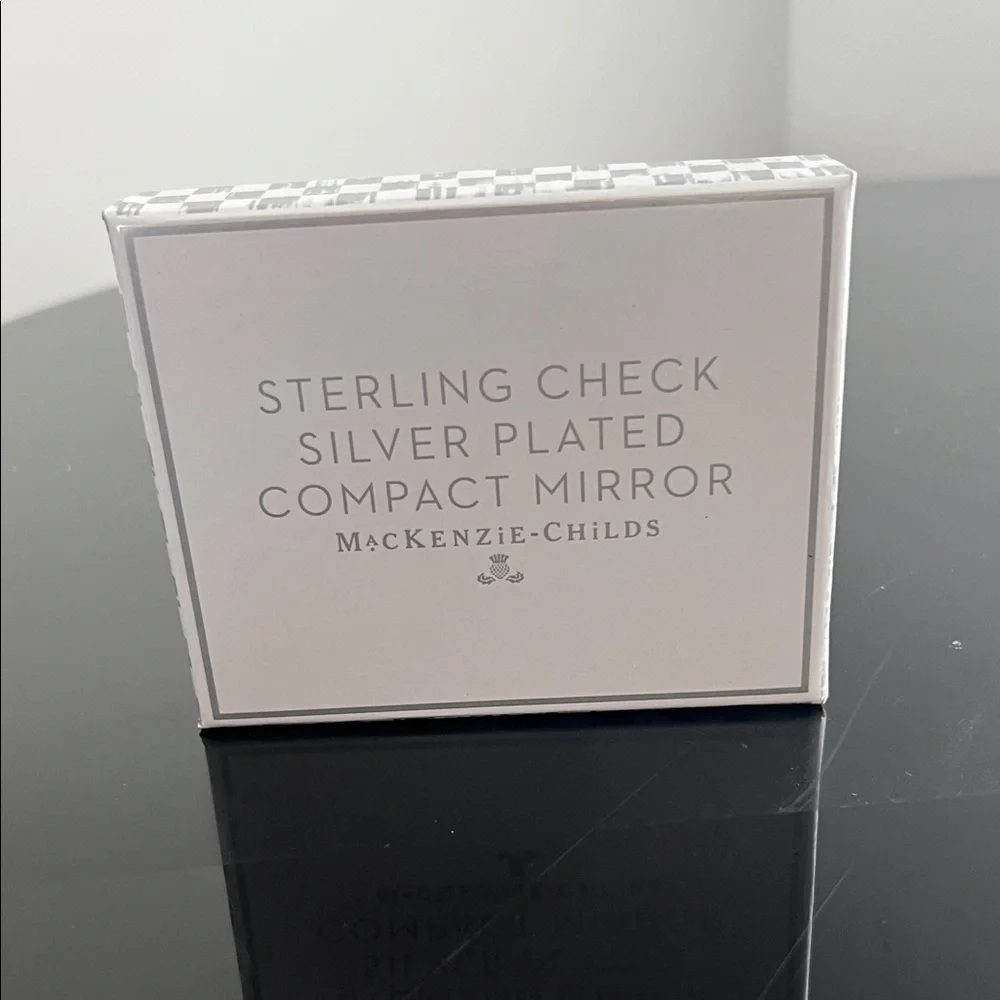MacKenzie-Childs Compact Mirror Sterling Check Silver Plated - Picture 7 of 10